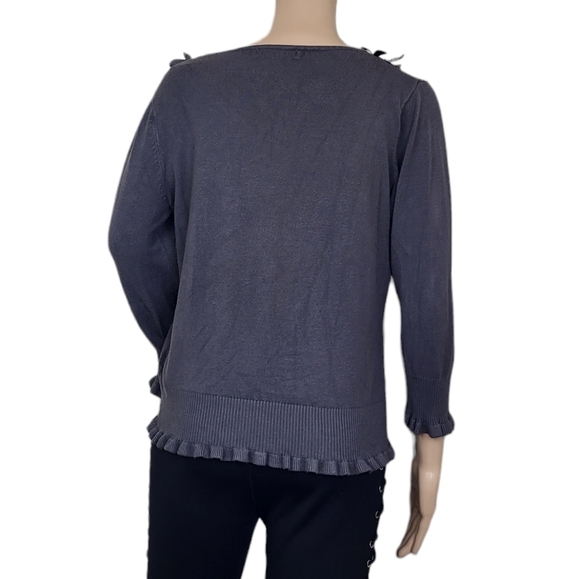 Per Una floral Trim Collar Ruffle Sweater - Picture 2 of 3